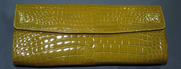 Crocodile Evening Clutch Glazed Mustard